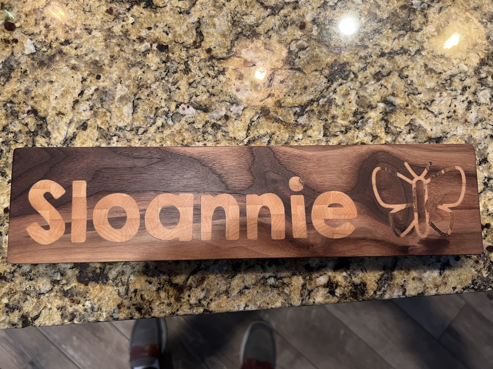 A personalized name wall plaque